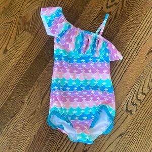 Ruffle butts one shoulder mermaid bathing suit